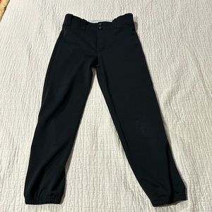 Black Nike child girl kids size Large L softball baseball pants elastic bottom